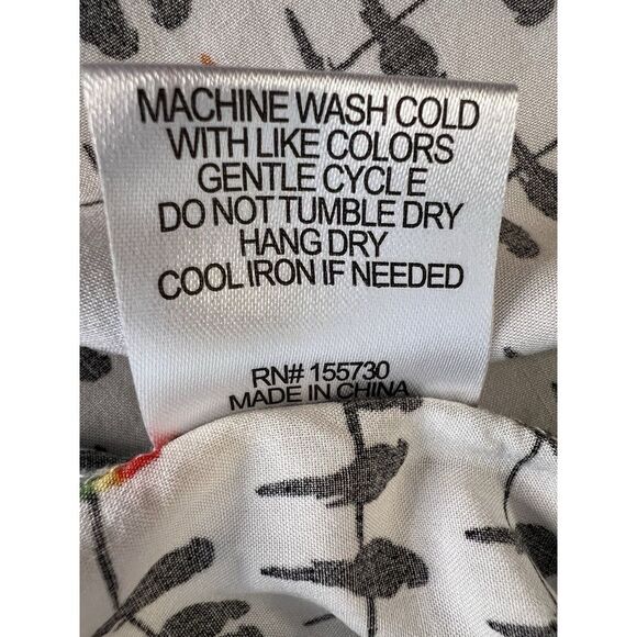 Jane And Delaney Birds On A Wire Parrot Large Roll Tab Sleeve Button Up Shirt - Picture 9 of 11